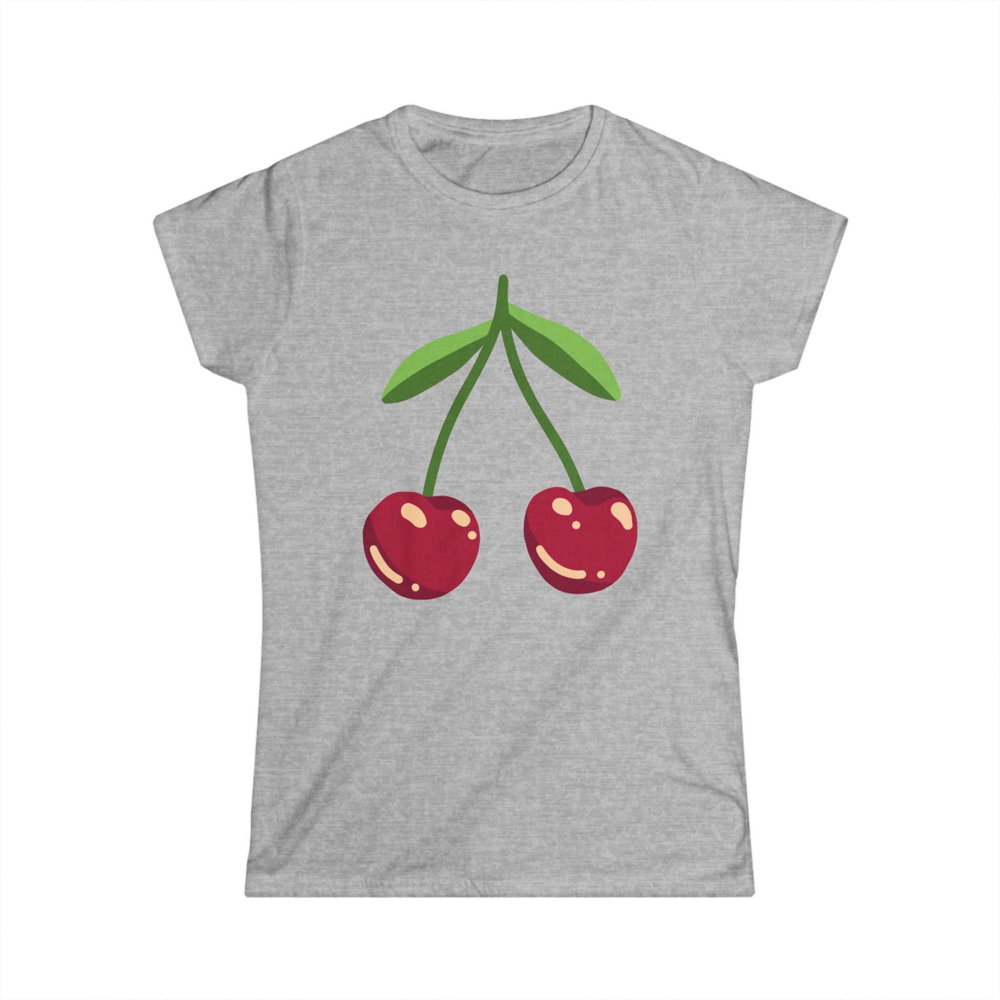 Cherry Illustration Tee | Retro Fruit Graphic, Cute Summer Top