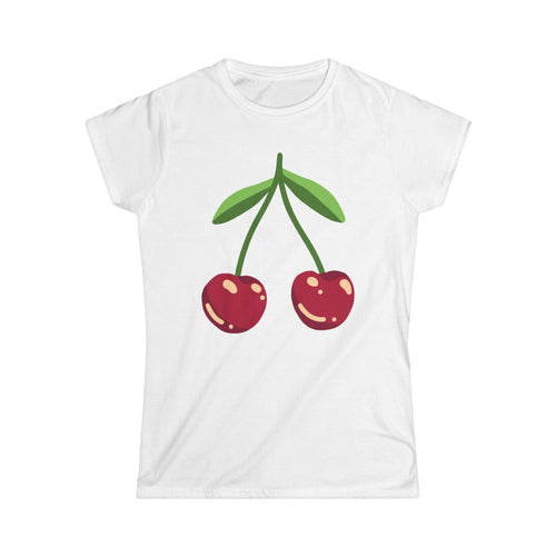 Cherry Illustration Tee | Retro Fruit Graphic, Cute Summer Top